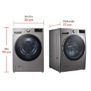Vista baja derecha Lavadora LG WD22VV2S6BR.